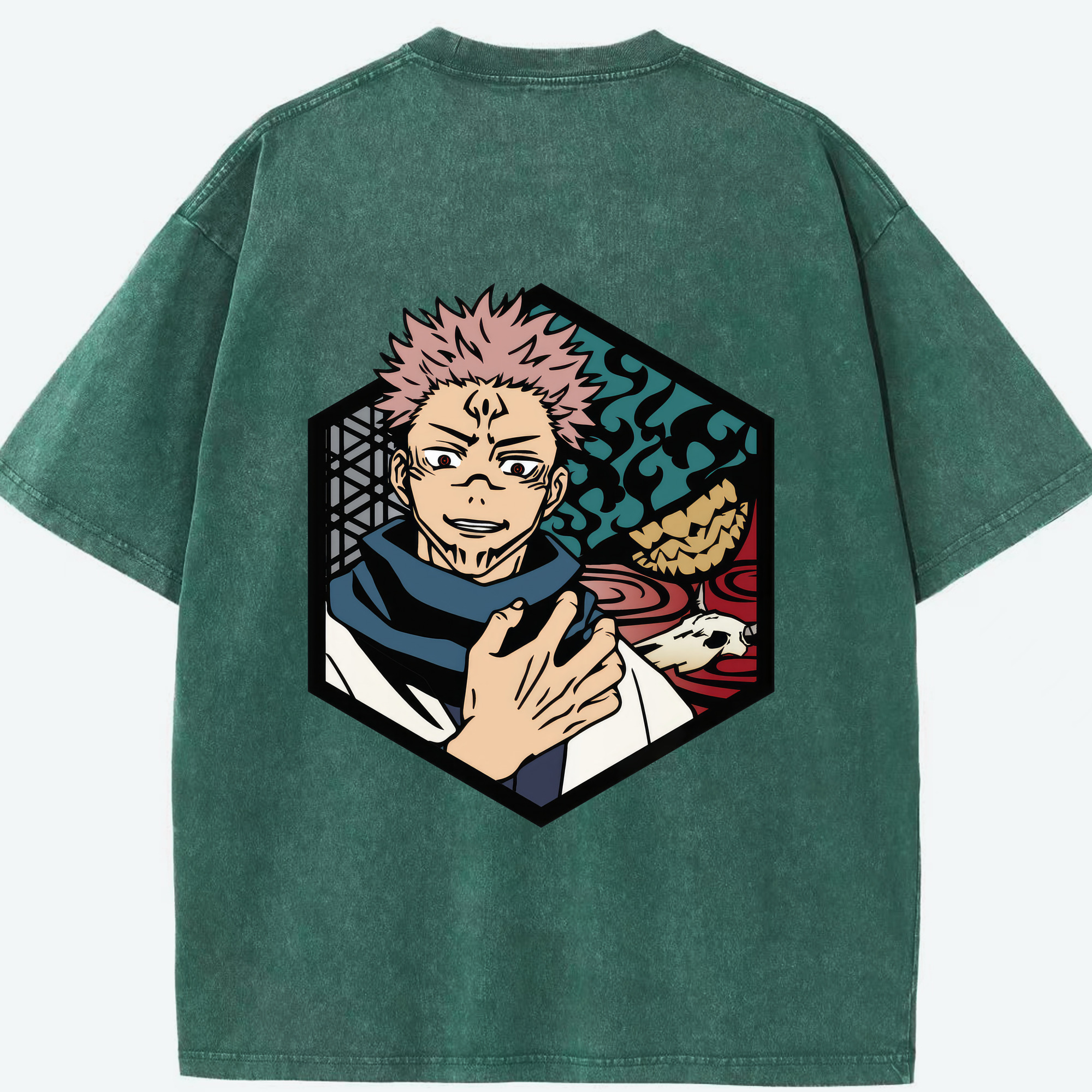 （画像用） 呪術廻戦 Jujutsu Kaisen 綿100% ヴィンテージ風 半袖Tシャツ（背面プリント）